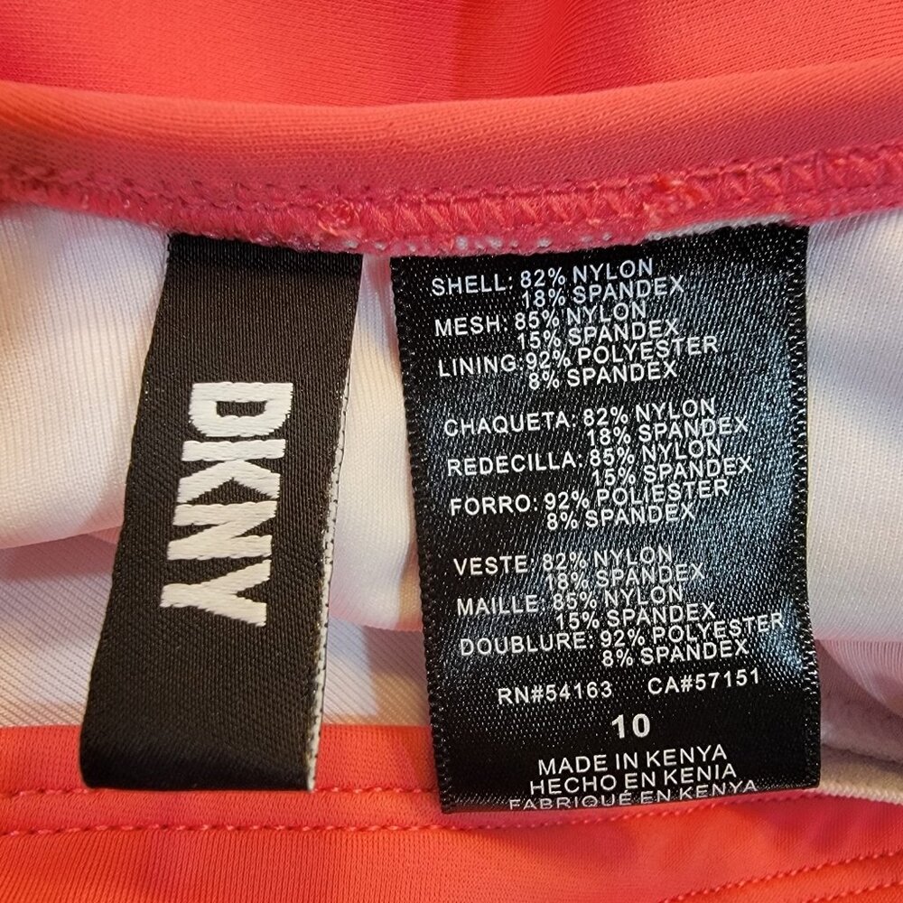 DKNY Ruched V-Neck One-Piece‎ Swimsuit Watermelon Sz 10 NWT - Picture 10 of 11